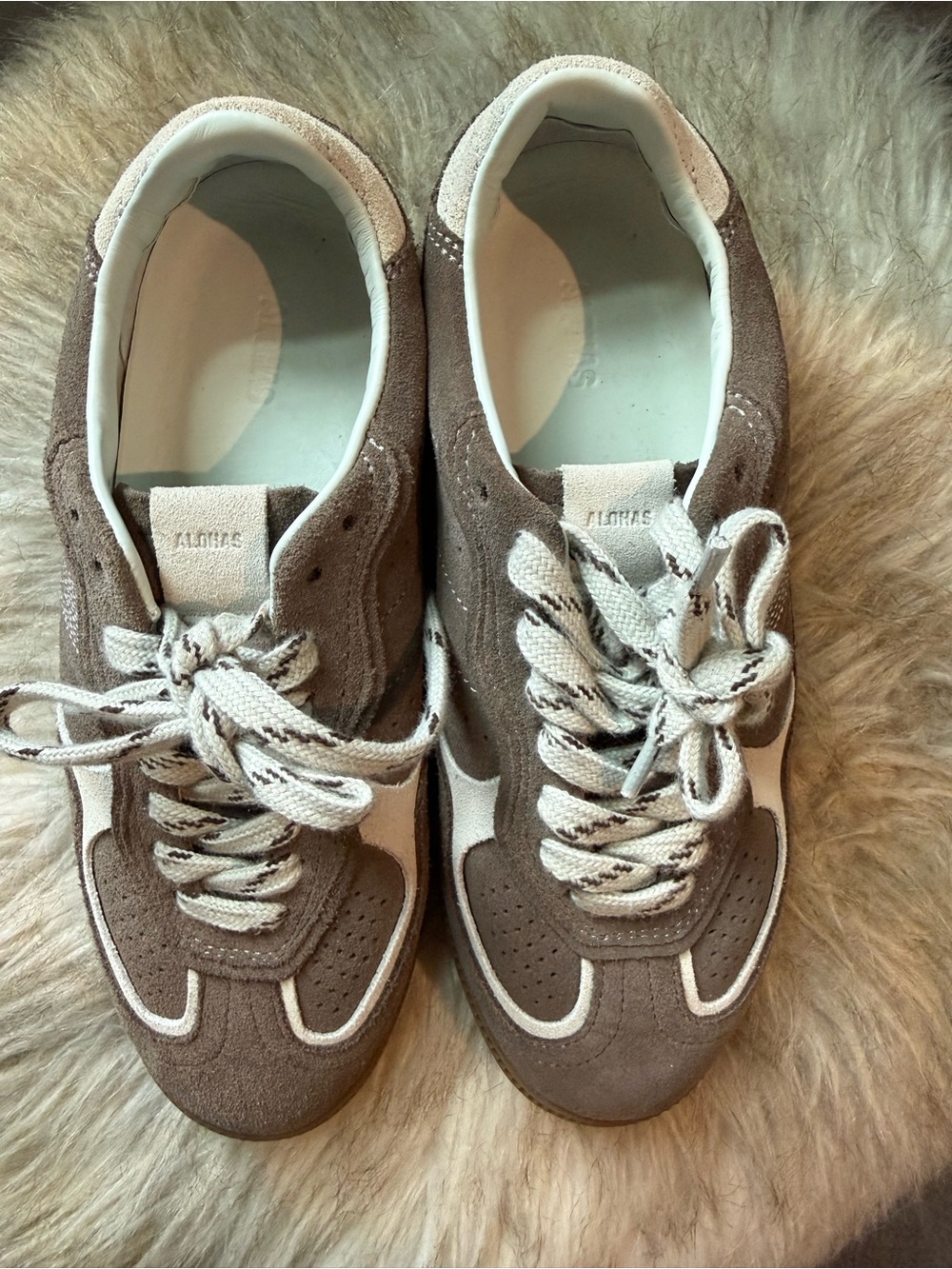 ALOHAS Women's Suede Sneakers — Taupe & Cream